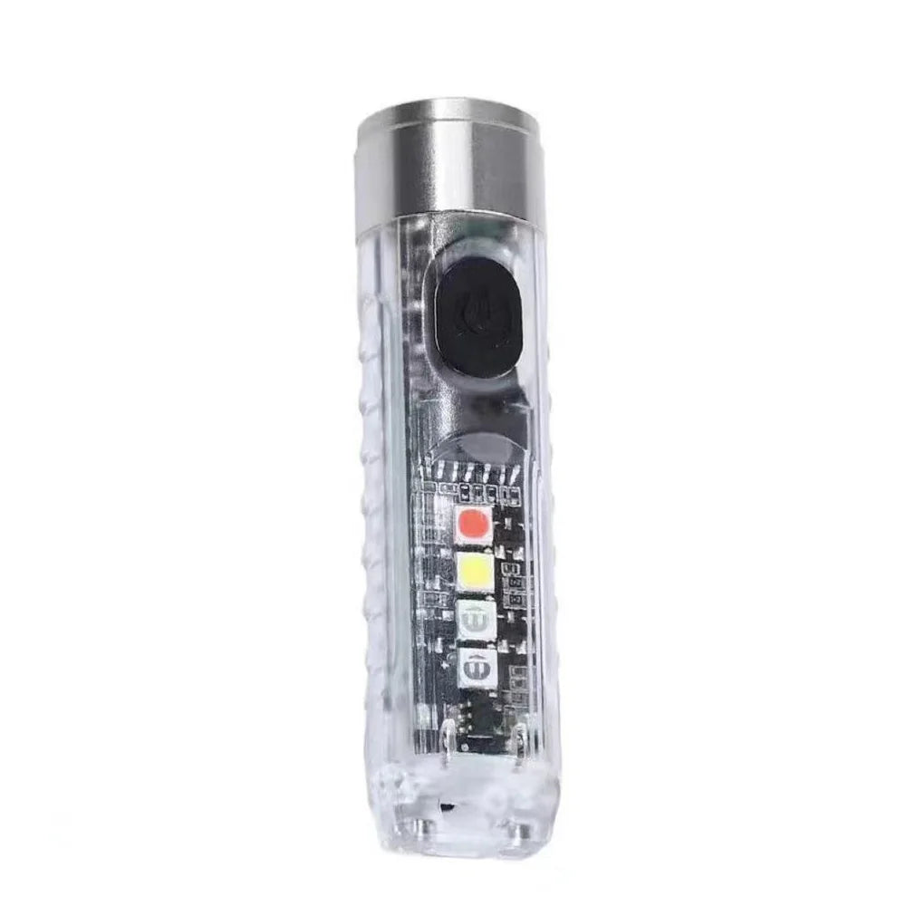 Mini Keychain Flashlight Type-C Fast Charging IP66 Waterproof Torch Lamp With Magnet Multifunction Warning Camping Flashlight | Compact EDC LED Light