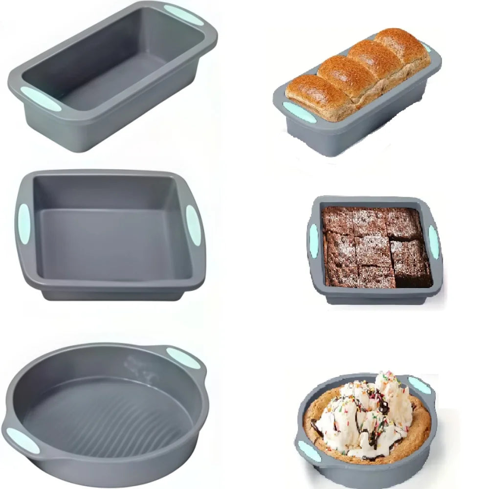 Silicone Round Cake Tray | Non Stick Baking Tray Set with Metal Reinforced Frame