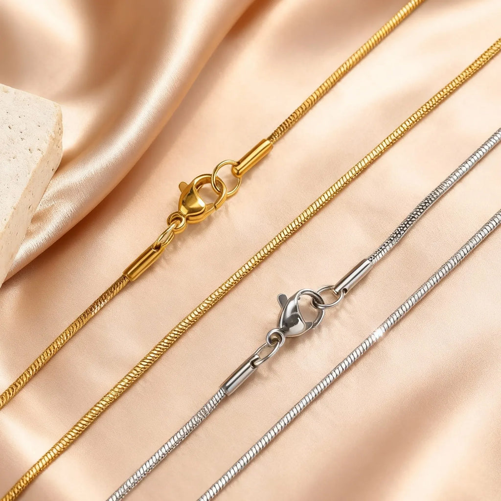 Stainless Steel Gold Square Snake Chain Necklace | Unisex Minimalist Jewelry