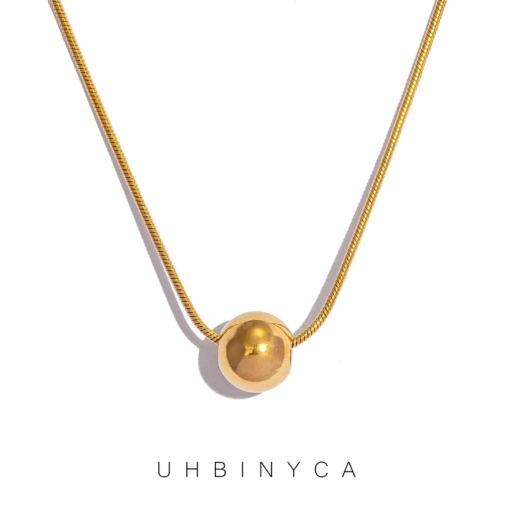 Minimalist Round Bead Necklace | Stainless Steel Handmade Chain for Women