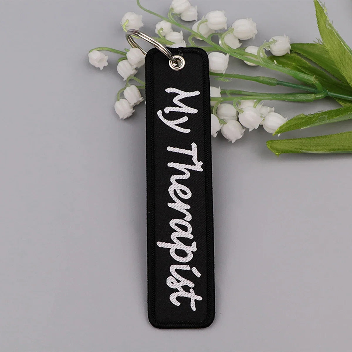 Embroidery Key Fob Keychain | Black Tag for Cars Motorcycles