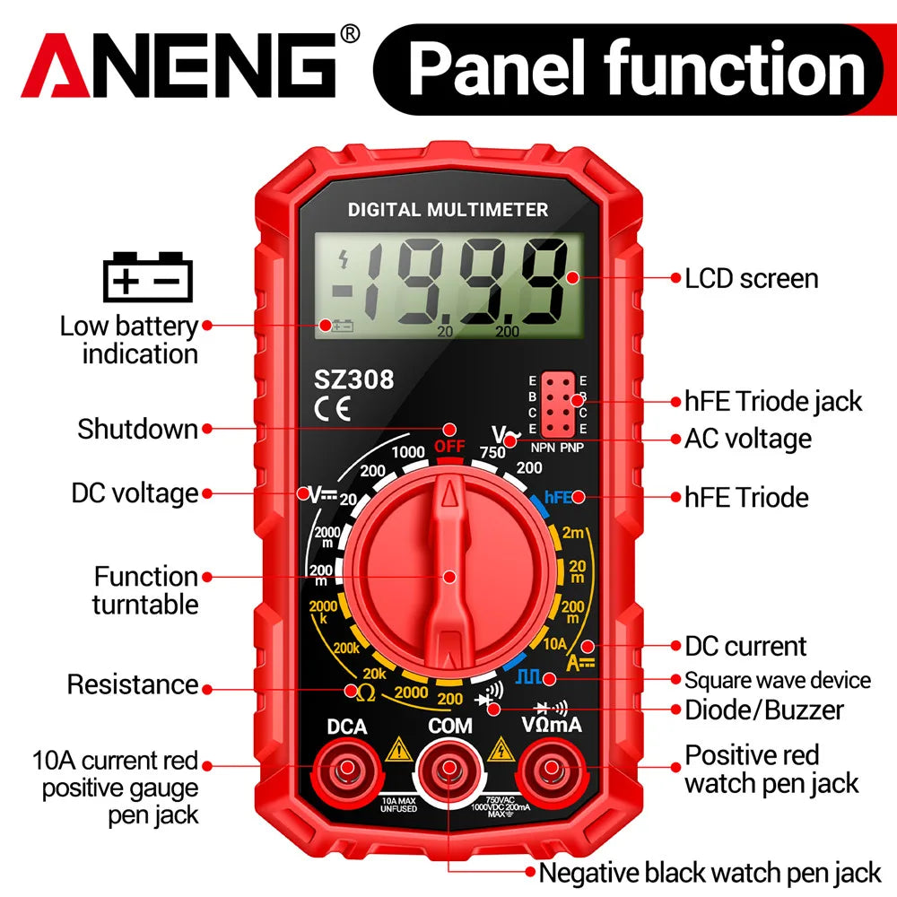 ANENG SZ308 Digital Multimeter | AC/DC Voltage Resistance Capacitance Tester