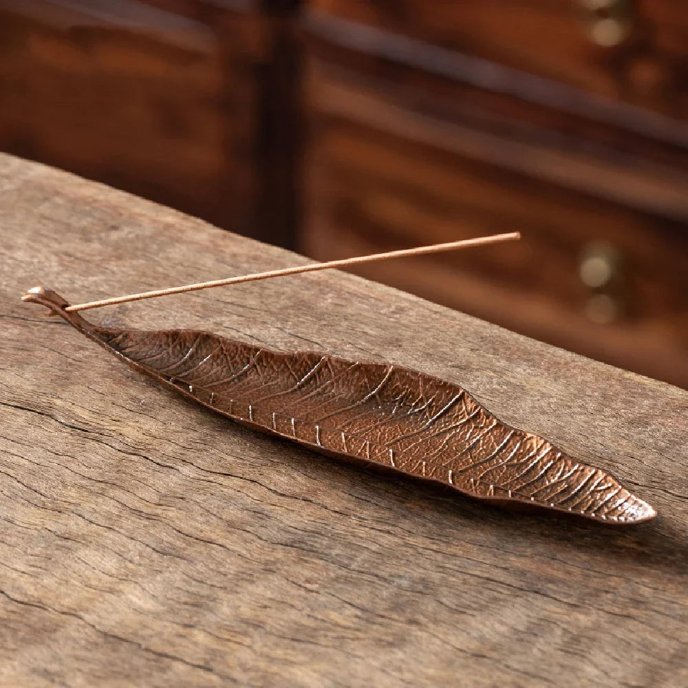 Leaf Incense Burner | Metal Ash Catcher for Meditation and Yoga