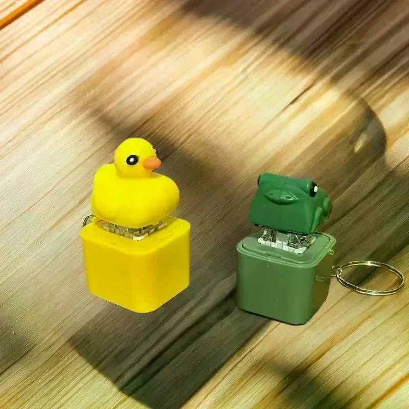 Funny Croaking Frog Duck Keychain | Rechargeable Fidget Clicker with LED Light