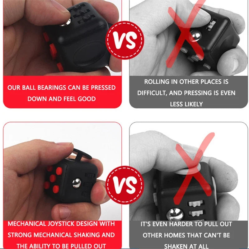 Solid Color Fidget Decompression Dice | Infinite Rubik Cube for Stress and Anxiety Relief