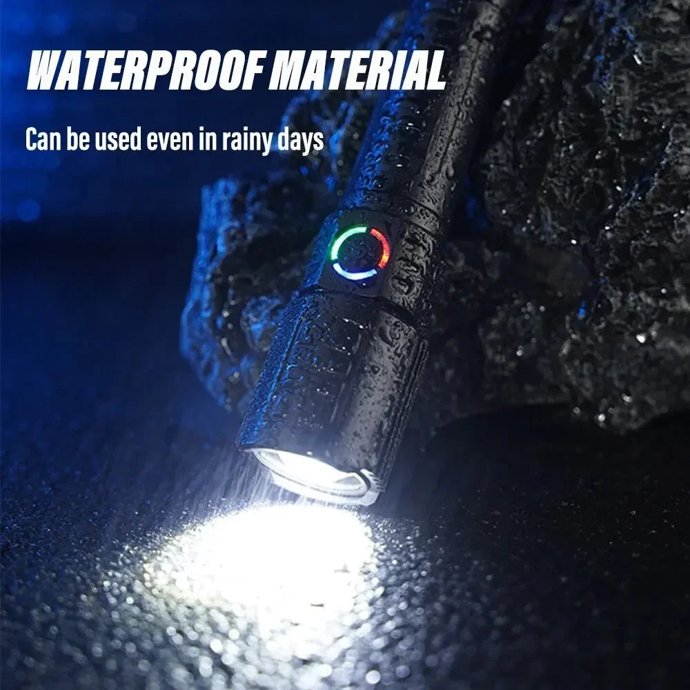 Super Bright LED Flashlight with P50 Beads | Zoomable Rechargeable Torch