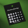 12 Pairs Stainless Steel Stud Earrings Set for Women Men | Zircon Bud Jewelry Gift Set