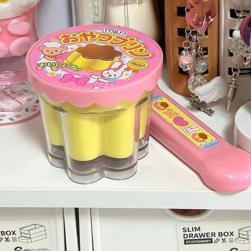 Feeding Pudding Set | Cute Pink Jelly Strawberry Desktop Ornament Toy