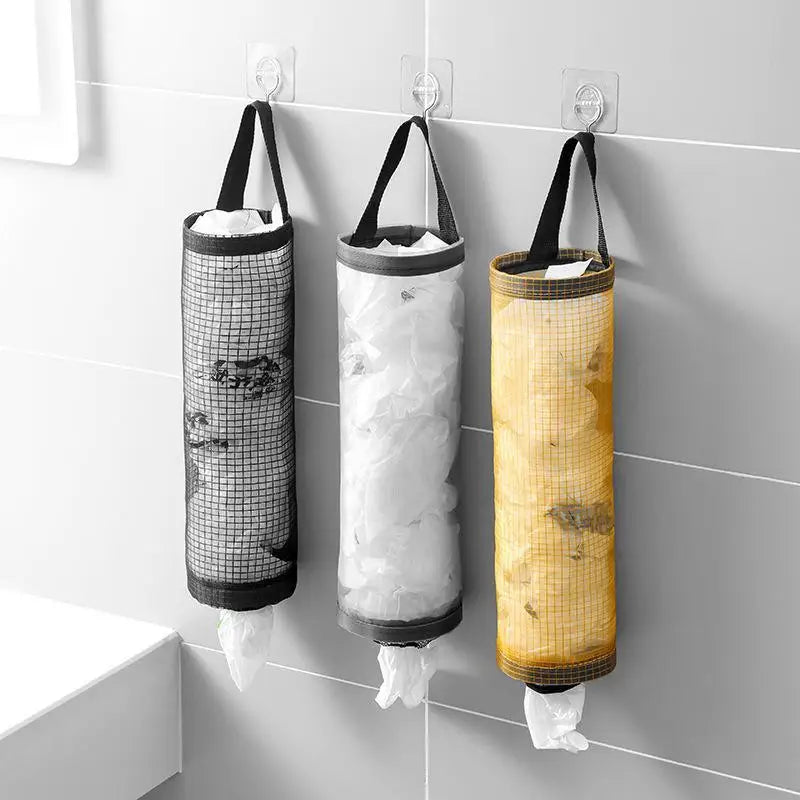 Wall Mount Grocery Bag Holder | Hanging Plastic Bag Dispenser for Kitchen Storage