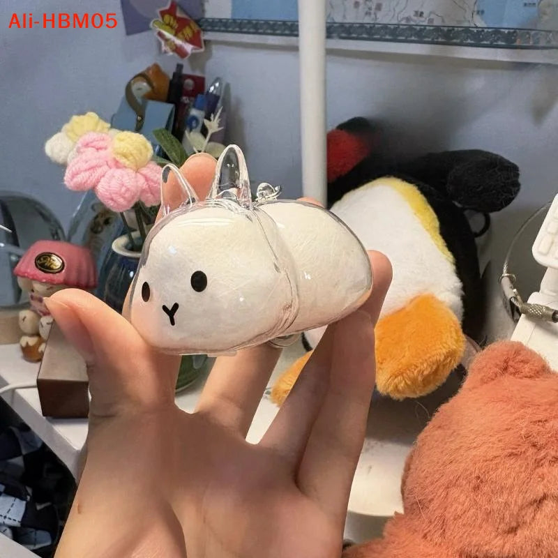 Transparent Rabbit Fur Storage Box Keychain | Pet Memorial Keepsake