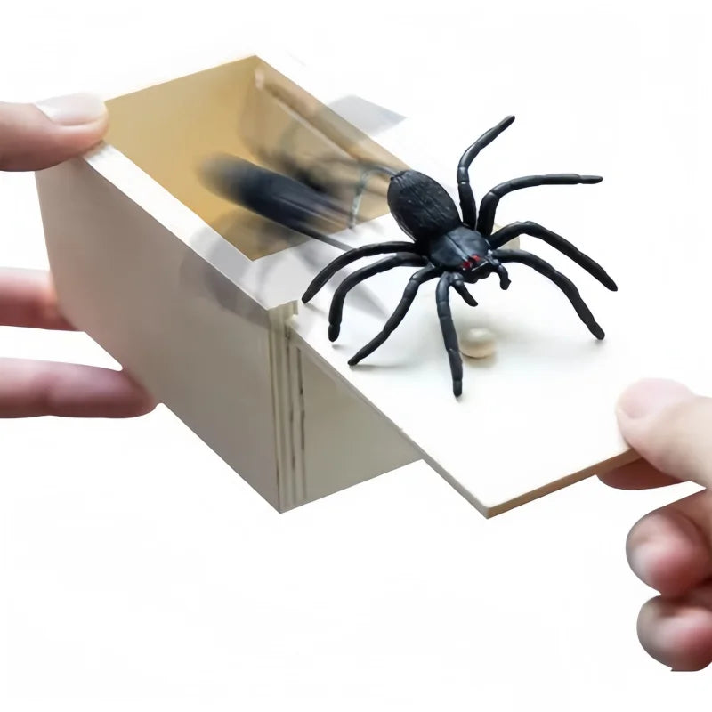 Trick Spider Funny Scare Box | Wooden Prank Toy for Office Gags