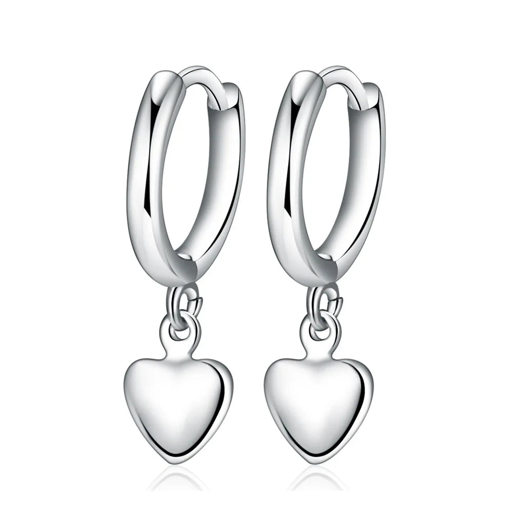 925 Sterling Silver Heart Stud Earrings Set | Classic Fine Jewelry for Women