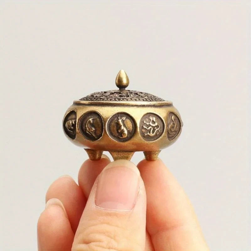 Retro Brass Incense Burner with Zodiac Signs | Home Decor Censer