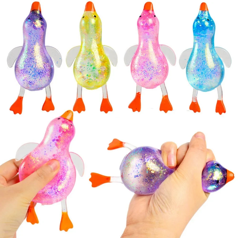 Squishy Glitter Duck Fidget Toy | Stress Relief Sensory Toy for Kids and Adults