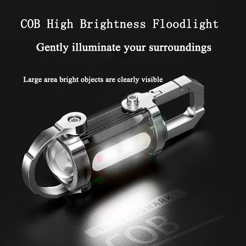 COB LED Flashlight Keychain | USB Rechargeable Waterproof Mini Flashlight