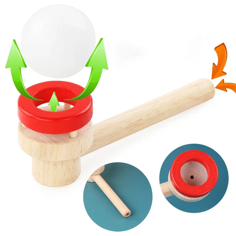 Wooden Balance Blowing Toys | Floating Blow Pipe Ball Game for Kids