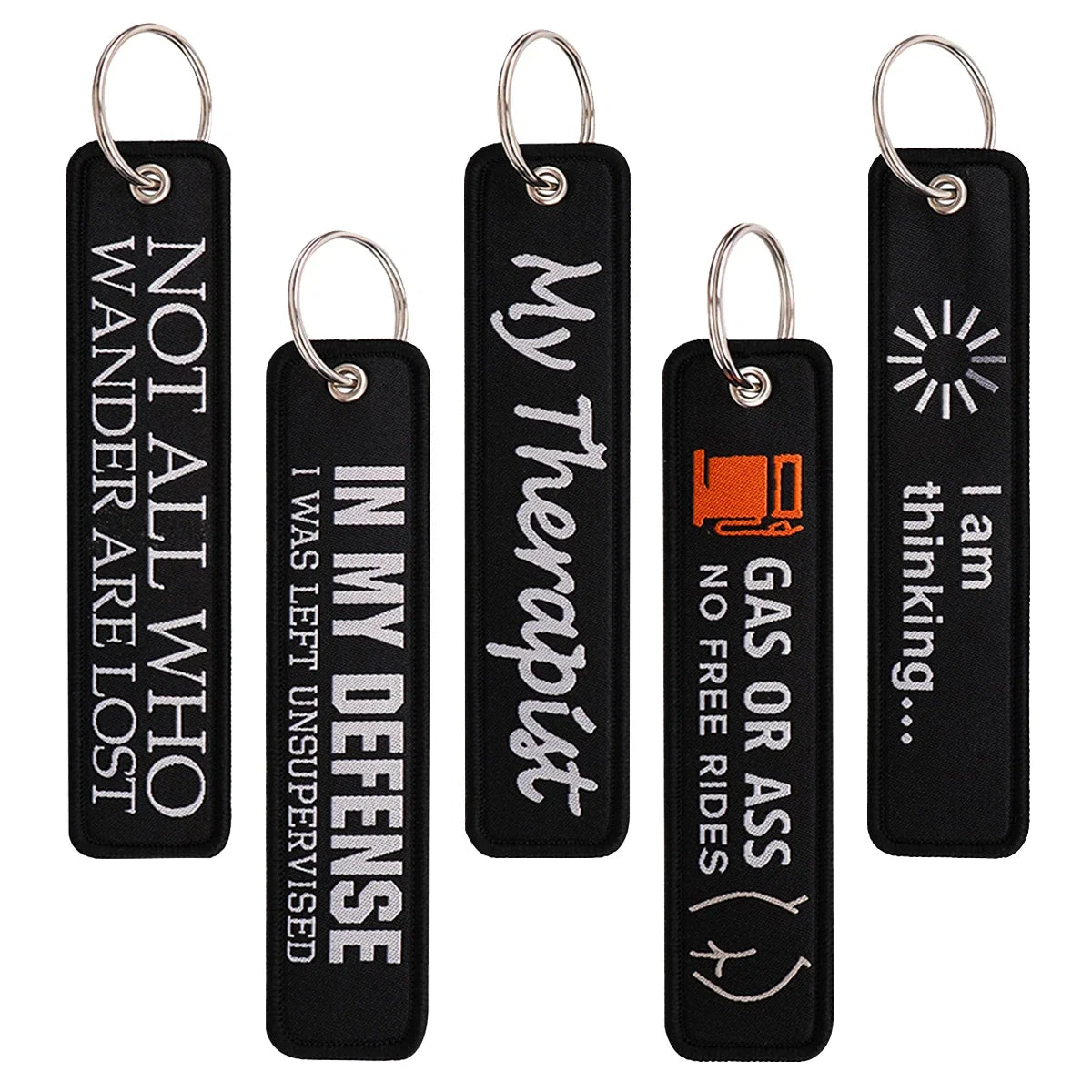 Embroidery Key Fob Keychain | Black Tag for Cars Motorcycles