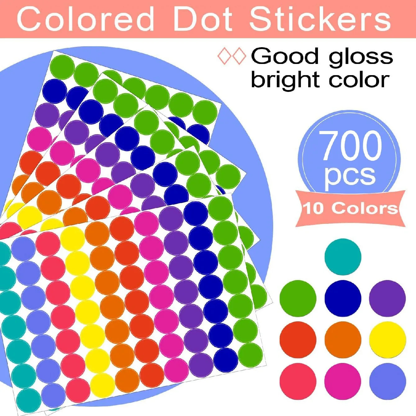 Colorful Dot Glue Stickers | Round Label Paper Pack for Organization and Gifts