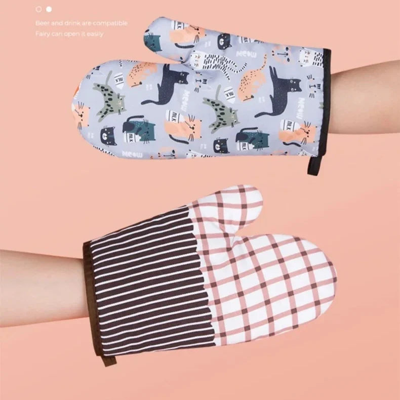 Heat Resistant Microwave Oven Mitts Gloves | Non Slip Kitchen Baking Accessories