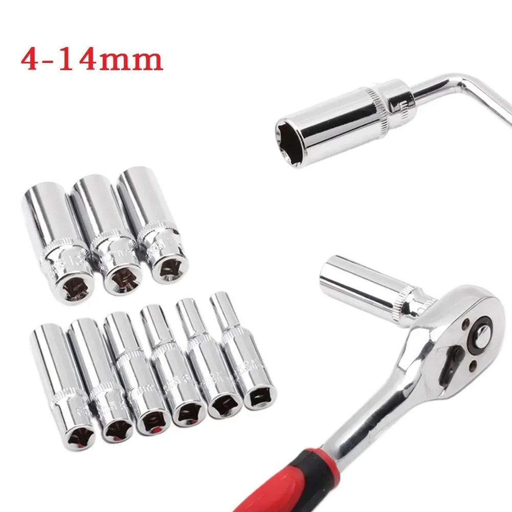 1/4 Hex Drive Deep Socket Adapter Set | Chrome Vanadium Steel Impact Socket Wrench