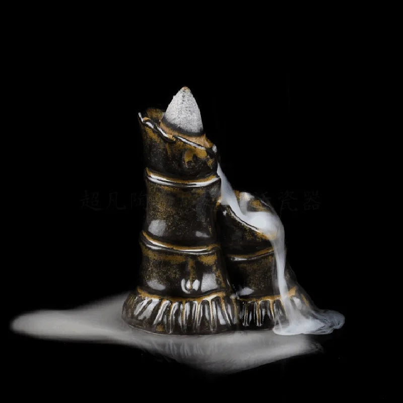Mini Ceramic Gourd Incense Burner | Backflow Cone Censer for Desk Decor