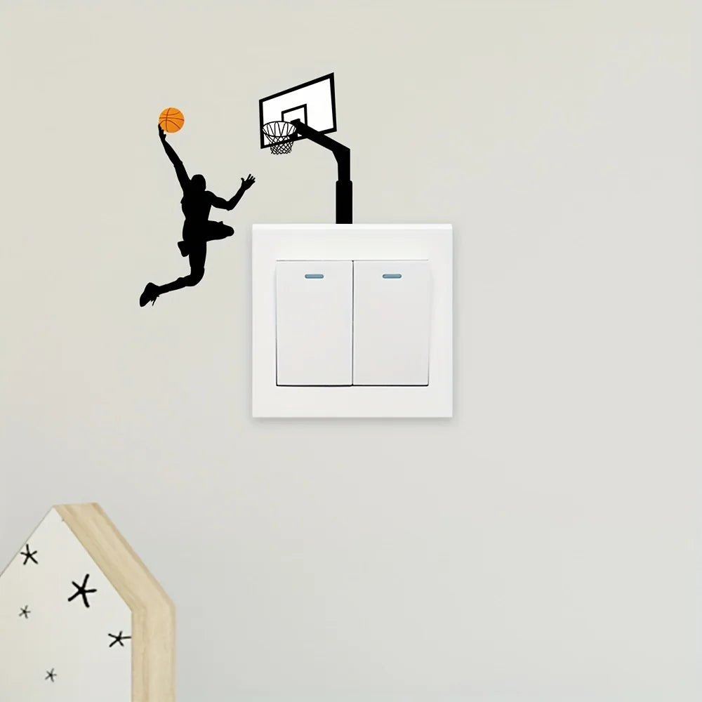 Basketball Player Light Switch Stickers | Waterproof Vinyl Wall Decals for Bedroom and Living Room