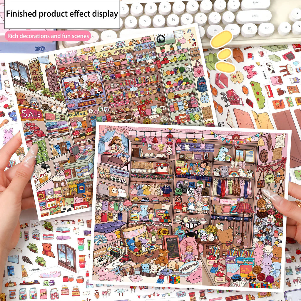 Vintage Grocery Store Stickers | 3D Miniature Collage Decals for DIY Crafts