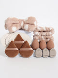 15Pcs Multi-Colored Fluffy Headband and Makeup Sponge Set | Sweet Style Beauty Kit