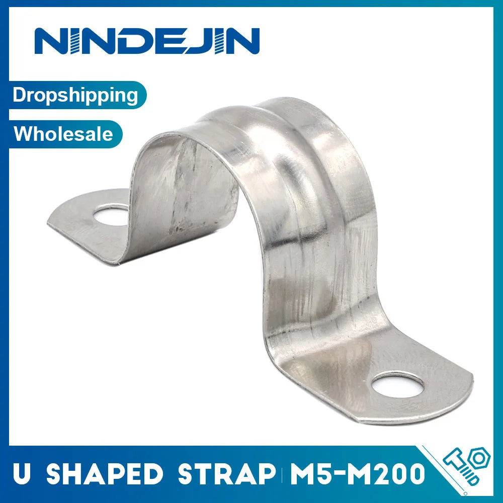 NINDEJIN U Shape Pipe Clamps | 304 Stainless Steel Two Hole Strap Conduit Tube Clip