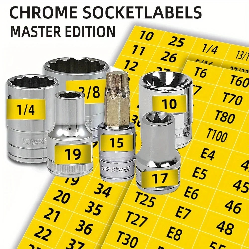 60pcs Mechanical Drive Socket Label Stickers | Quick and Easy Reminder Toolbox Decals