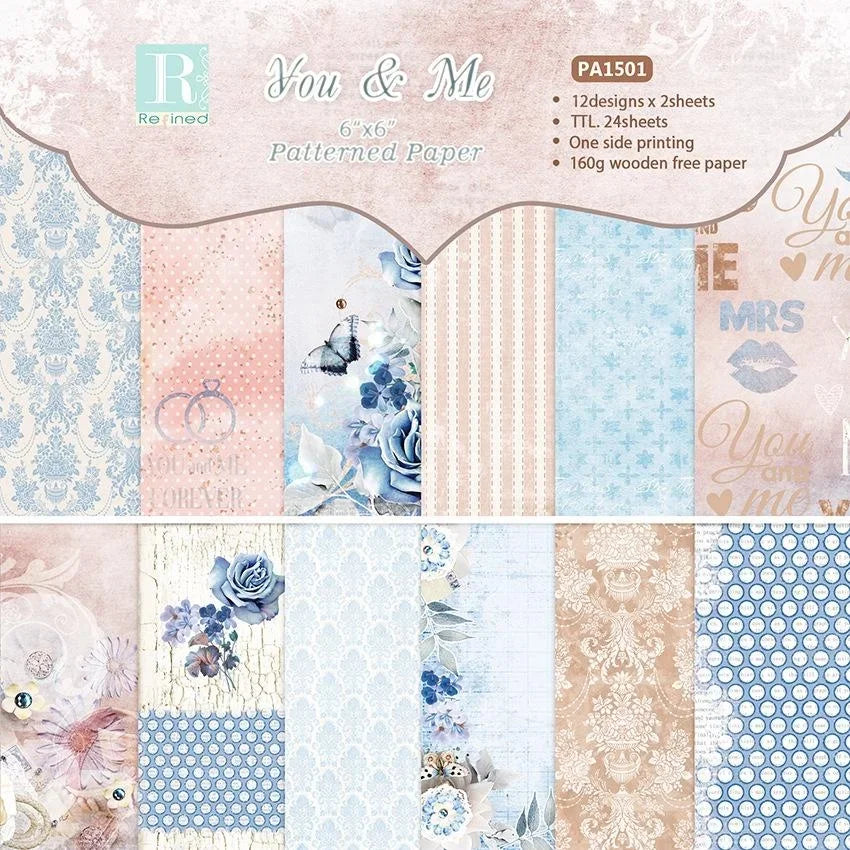 Floral Craft Paper Pad 24 Sheets | 6 Inch Origami Scrapbooking Card Making Paper