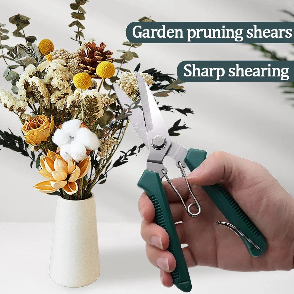 190mm Straight Head Pruning Shears | Stainless Steel Garden Scissors for Bonsai