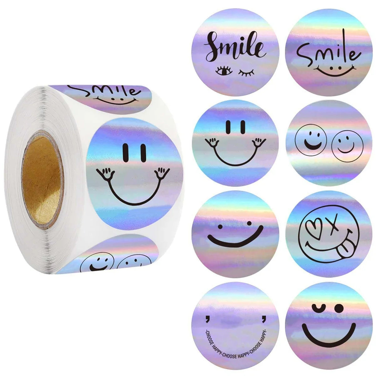 Rainbow Laser Thank You Stickers for Small Business Orders | 1 Inch Round Envelope Sealing Labels