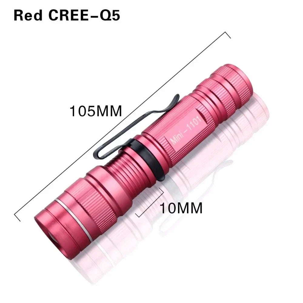 Mini LED Flashlight Q5 | Portable Torch with 3 Modes, Waterproof, AA Battery Powered