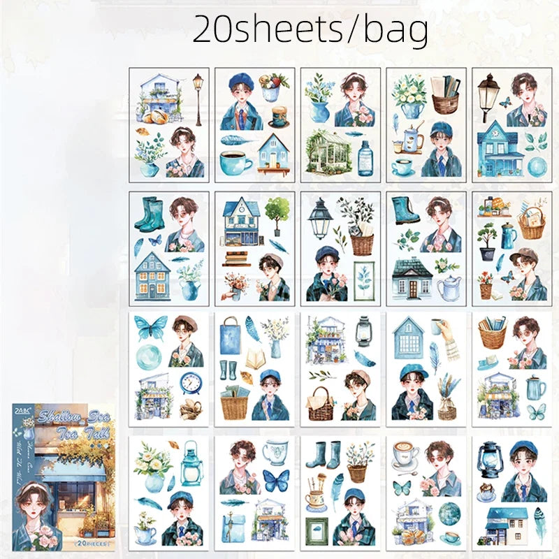 20pcs Floral Letter Sticker Set | Cute Landscape Theme for Scrapbooking and DIY Crafts