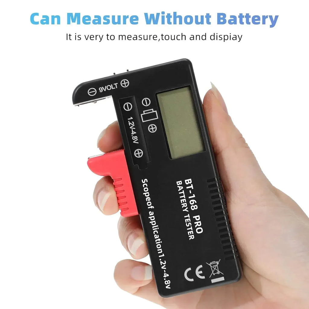 BT-168 Universal Battery Tester | Compact Household Power Meter for AA, AAA, C, D, 9V, and Button Cells