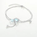 Aquamarine Crystal Encrusted Sterling Silver Bracelet | Double Layer Charm Bracelet