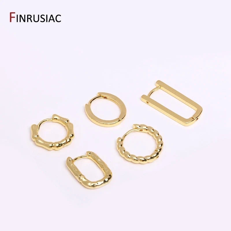 Gold Plated Brass Hoop Earrings with Zircon | Trendy Fashion Jewelry for Women