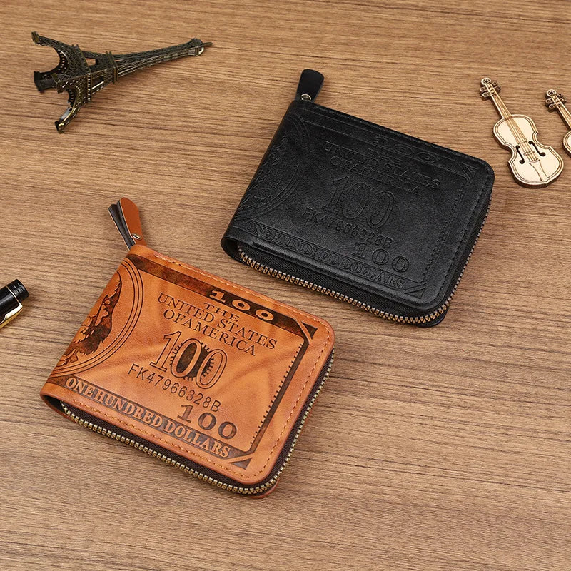 CEXIKA PU Leather Men's Wallet | Zipper Clutch Money Clip Card Holder