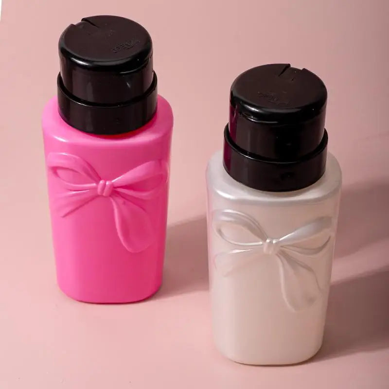 Push Down Plastic Bow Pump Dispenser Bottle | Refillable Nail Polish & Makeup Remover Container