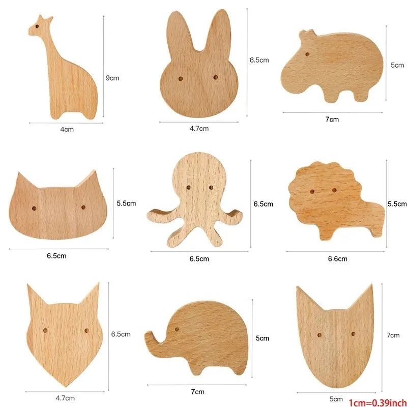 Wooden Animal Hook | Cute Wall Mounted Coat and Key Holder