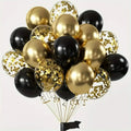 16pcs Black Metallic Sequin Glitter Balloons | Party Decoration Set