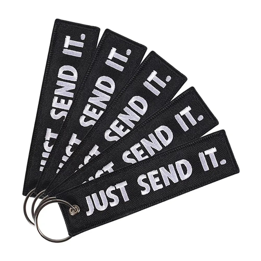 JUST SEND IT Keychains | 5-Pack Luggage Tag and Key Ring Set