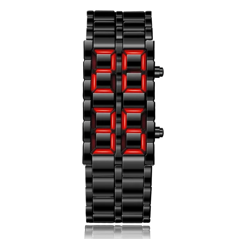 Men's Digital Lava LED Watch | Full Metal Sport Watch with Red Blue Display