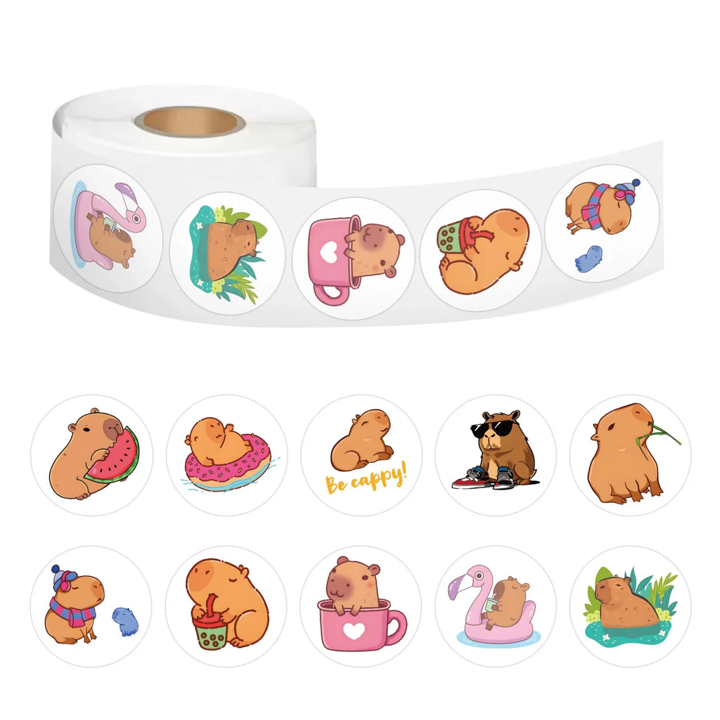 Cute Plump Capybara Cartoon Stickers | 100-500pcs Kawaii Animal Sticker Set for DIY Scrapbooking and Rewards