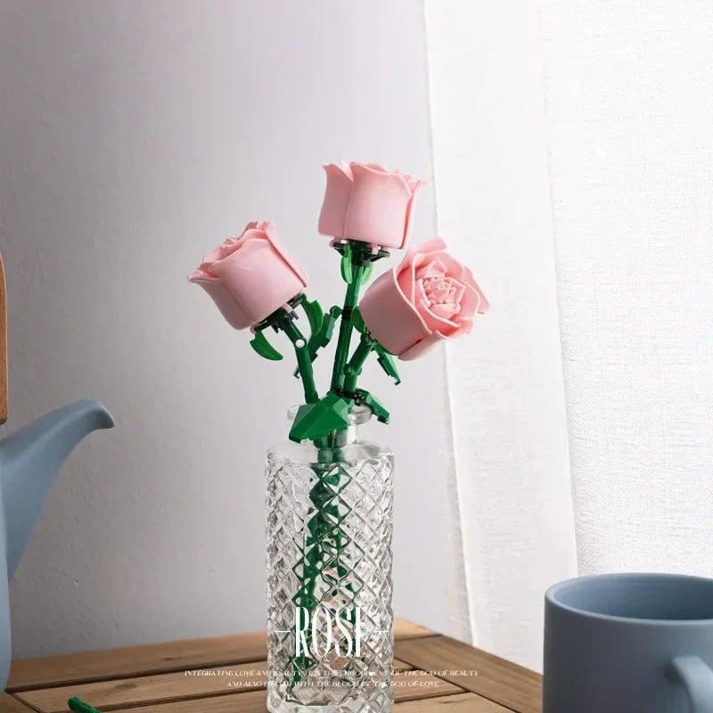 Eternal Flower Rose Building Block Set | Compatible Gift for Valentine's Day Teachers Day