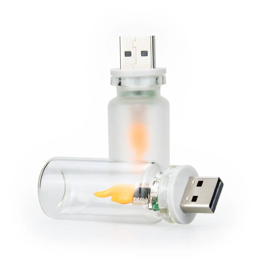 USB LED Flashing Candle Light | 5V Flame Night Light with Frosted Clear Glass and Touch Control