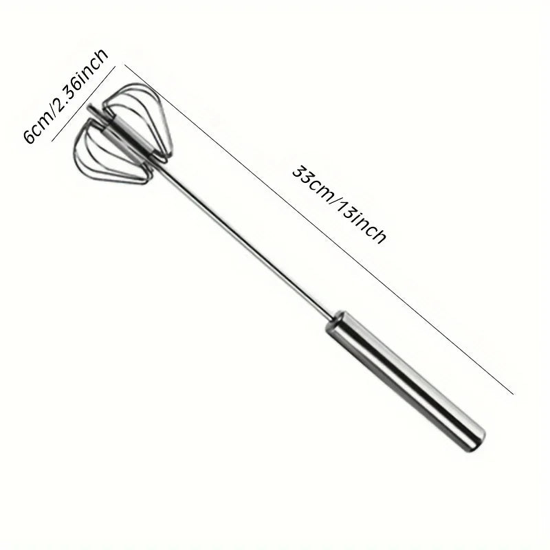 Stainless Steel Semi-Automatic Egg Beater | Battery-Free Manual Cream and Egg Mixer for Baking