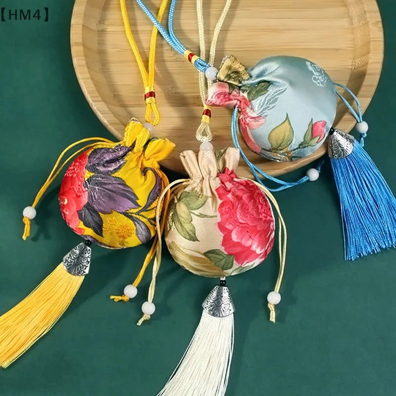 Chinese Style Embroidery Tassel Gift Pouch | Lotus Scented Sachet Bag