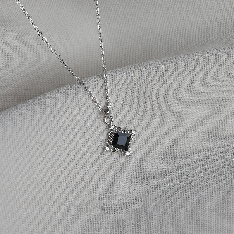 VOQ Silver Square Pendant Necklace | Fashion Gift for Women